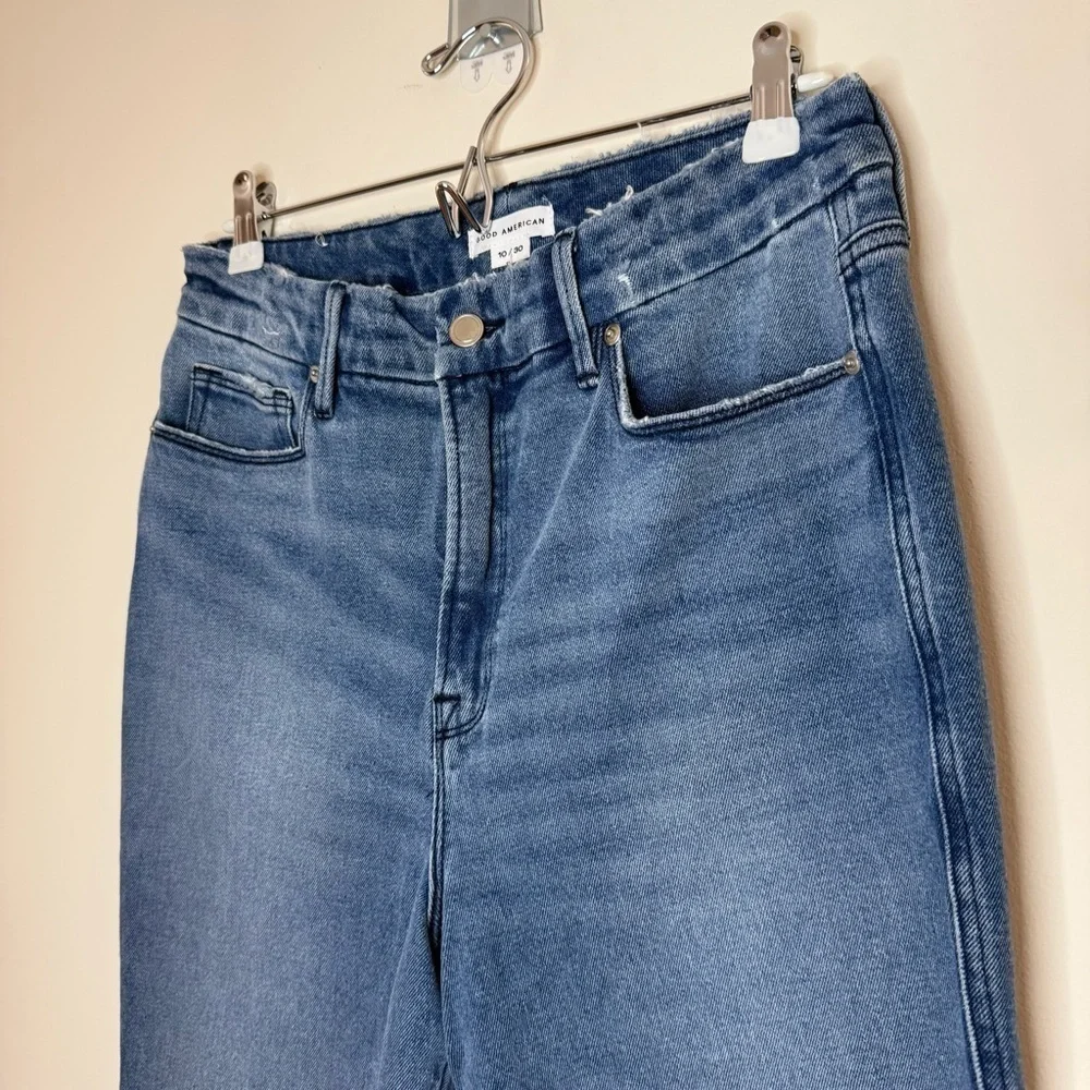 NEW GOOD AMERICAN Good Curve Straight Blue 858 Straight Leg Stretch Comfy Jeans